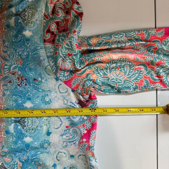 Closet Full Size 3XL Blouse Tunic Top sparkly studs Shark bite hem Boho Pastel - Picture 11 of 12